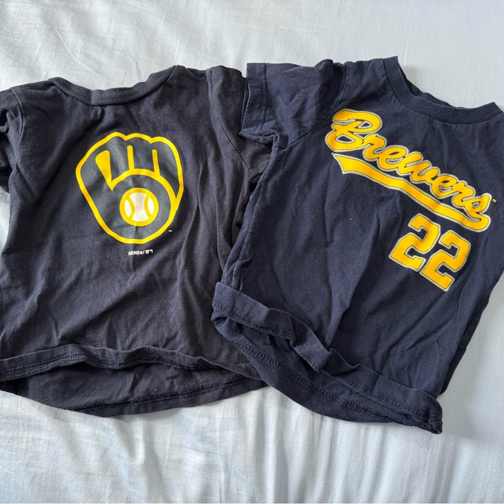 MLB Brewers Kids Tee - Navy and Yellow